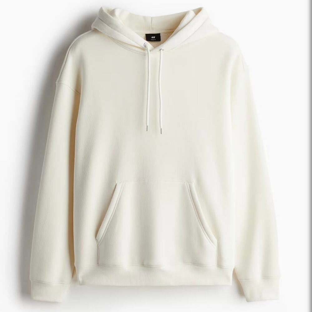 H&M Men’s Loose Fit Beige Cotton Hoodie Size M